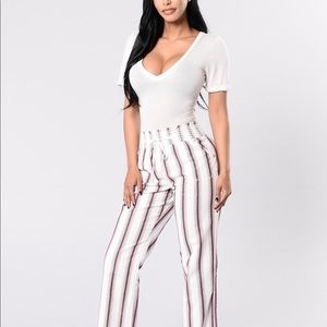 Fashion Nova Red Striped Pants